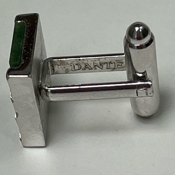 VTG Dante Jade Jadite Cuff Links Men’s cufflinks vintage silver green - Picture 3 of 12